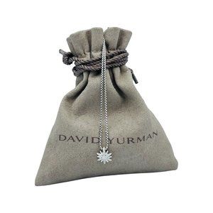 David Yurman Small Starburst Diamond 10mm Sterling Silver Necklace 18"